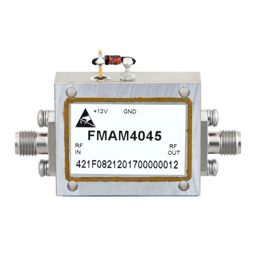 6 GHz to 12 GHz, Medium Power Broadband Amplifier with 500 mW, 28 dB Gain and SMA FMAM4045