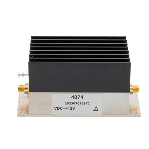 1 Watt P1dB, 30 MHz to 2200 MHz, Medium Power GaAs Amplifier with Heatsink, 31 dB Gain, 43 dBm IP3 and SMA FMAM4074