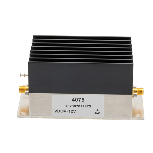 2 Watt P3dB, 2.4 GHz to 2.5 GHz, Medium Power GaAs Amplifier with Heatsink, 31 dB Gain, 43 dBm IP3 and SMA FMAM4075
