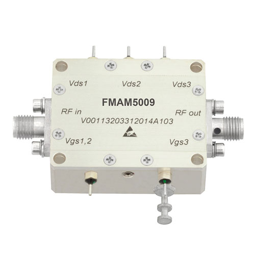 High Power GaAs Amplifier at 6.3 Watt Psat Operating from 5.5 GHz to 9.5 GHz with 47 dBm IP3, SMA FMAM5009