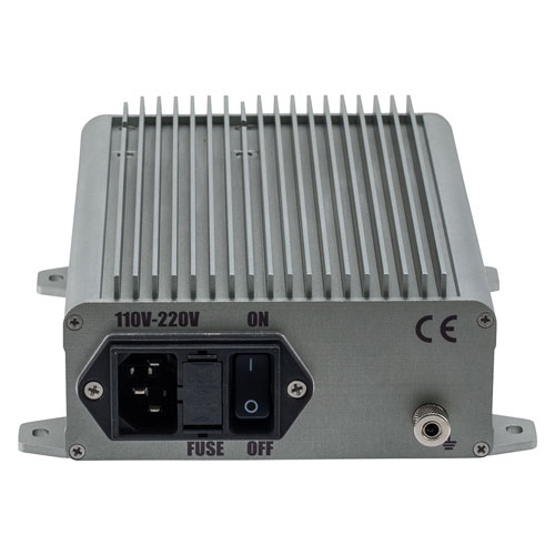 62 dB Gain, 17 dBm P1dB, 0.01 GHz to 3.5 GHz, Broadband AC Low Noise Amplifier, Bench-Top, 110/220VAC, 1.3 dB Noise Figure, SMA FMAM63023