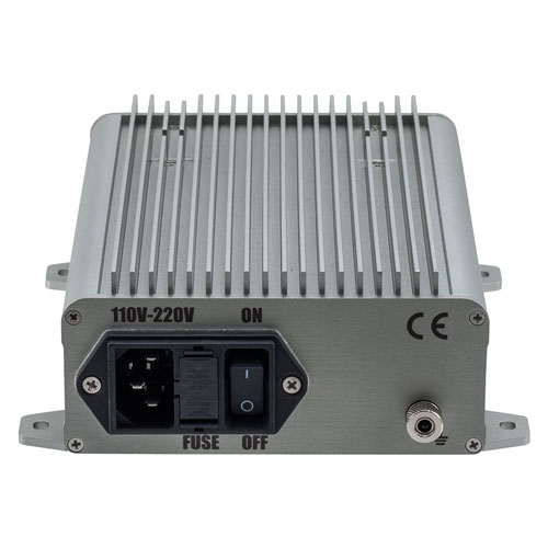 45 dB Gain, 26 dBm P1dB, 0.5 GHz to 4 GHz, Broadband AC Low Noise Amplifier, Bench-Top, 110/220VAC, 0.8 dB Noise Figure, SMA FMAM63030