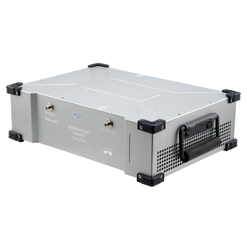 25W Psat, 44 dB Gain, 20 MHz to 550 MHz, AC Powered Broadband GaAs GaN High Power Amplifier with Heatsink, Bench-Top , 110/240VAC, SMA FMAMA5092