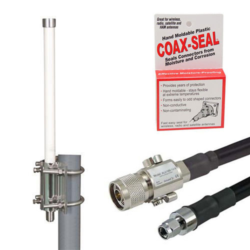 Antenna Upgrade Kit for Helium Hotspot , 3dBi 900MHz Omni w/ N Male to RP-SMA Plug, 20ft Low Loss 400 Cable and Lightning Protector FMANKIT1003