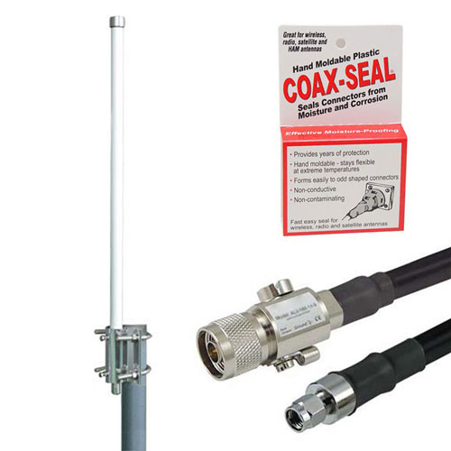 Antenna Upgrade Kit for Helium Hotspot , 6dBi 900MHz Omni w/ N Male to RP-SMA Plug, 10ft Low Loss 400 Cable and Lightning Protector FMANKIT1006