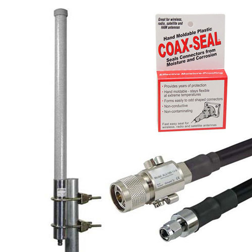 Antenna Upgrade PRO Kit for Helium Hotspot , 6dBi 900MHz Omni w/ N Male to RP-SMA Plug, 20ft Low Loss 400 Cable and Lightning Protector FMANKIT1015