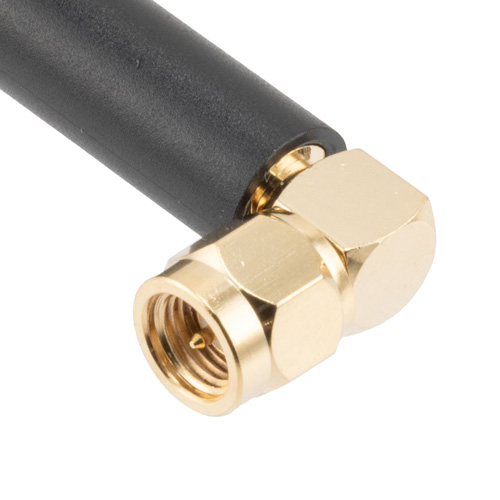 860 MHz to 870 MHz Stubby Antenna, Monopole, 90-degree angle, SMA Male Connector, 1 dBi Gain FMANRBD1036