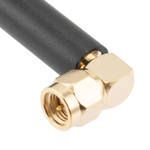 900 MHz to 935 MHz Stubby Antenna, Monopole, 90-degree angle, SMA Male Connector, 1 dBi Gain FMANRBD1039