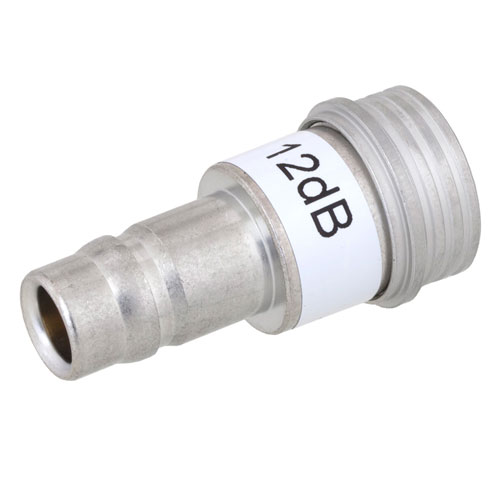 12 dB Fixed Attenuator QN Male (Plug) to QN Female (Jack) Up to 3 GHz Rated to 1 Watt, FMAP1000-12
