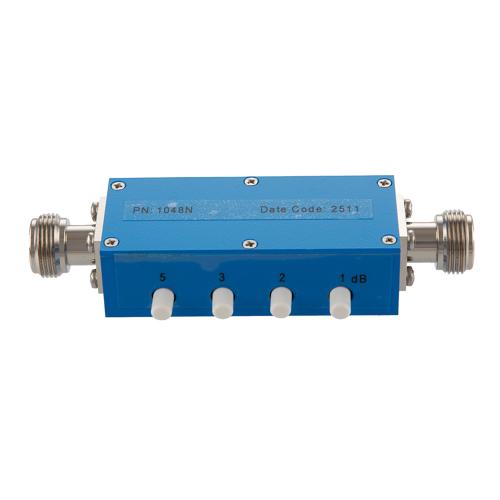 0 to 11 dB Step Attenuator with a 1 dB Step N Female Interface Rated Up to 3 GHz and Up to 5 Watts in a Push Button Design FMAT1048N