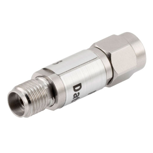2 dB Fixed Attenuator 2.92mm Male (Plug) to 2.92mm Female (Jack) Up to 40 GHz Rated to 0.5 Watts, Passivated Stainless Steel Body, 1.35 VSWR FMAT7429-2