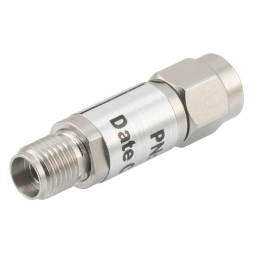 4 dB Fixed Attenuator 2.92mm Male (Plug) to 2.92mm Female (Jack) Up to 40 GHz Rated to 0.5 Watts, Passivated Stainless Steel Body, 1.35 VSWR FMAT7429-4