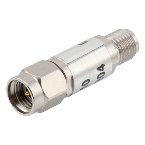 10 dB Fixed Attenuator 2.92mm Male (Plug) to 2.92mm Female (Jack) Up to 40 GHz Rated to 2 Watts, Passivated Stainless Steel Body, 1.35 VSWR FMAT7430-10