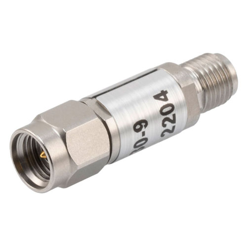 9 dB Fixed Attenuator 2.92mm Male (Plug) to 2.92mm Female (Jack) Up to 40 GHz Rated to 2 Watts, Passivated Stainless Steel Body, 1.35 VSWR FMAT7430-9