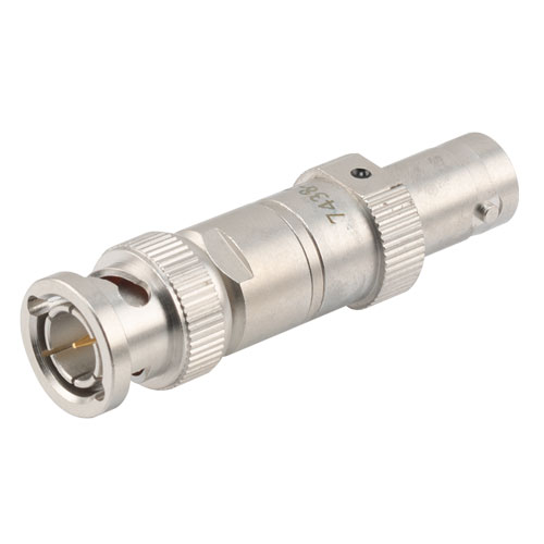 7 dB Fixed Attenuator 75 Ohm BNC Male (Plug) to 75 Ohm BNC Female (Jack) Up to 4 GHz Rated to 2 Watts, Brass Tri-Metal Body, 1.35 VSWR FMAT7438-7