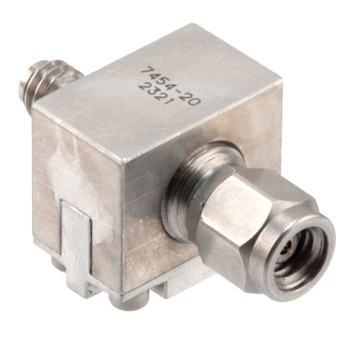 20 dB Fixed Attenuator 1.0mm Male (Plug) to 1.0mm Female (Jack) Up to 110 GHz Rated to 0.5 Watts Passivated Stainless Steel Body 1.8:1 VSWR FMAT7454-20