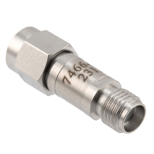 15 dB Fixed Attenuator SMA Male (Plug) to SMA Female (Jack) DC to 12 GHz Rated to 2 Watts, Stainless Steel Body, 1.35:1 VSWR FMAT7466-15