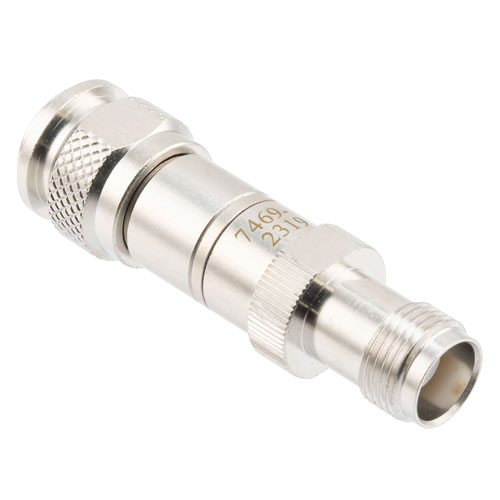 9 dB Fixed Attenuator TNC Male (Plug) to TNC Female (Jack) DC to 12 GHz Rated to 2 Watts, Brass Body, 1.35:1 VSWR FMAT7469-9