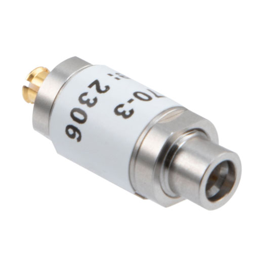 3 dB Fixed Attenuator SMP Male (Plug) to SMP Female (Jack) Up to 18 GHz Rated to 1 Watt, Stainless Steel Body, 1.35:1 VSWR FMAT7470-3