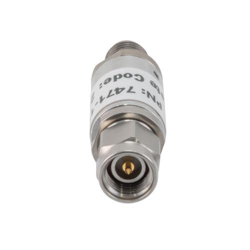 10 dB Fixed Attenuator 3.5mm Male (Plug) to 3.5mm Female (Jack) up to 26.5 GHz Rated to 2 Watts, Aluminum Body, 1.45:1 VSWR FMAT7471-10