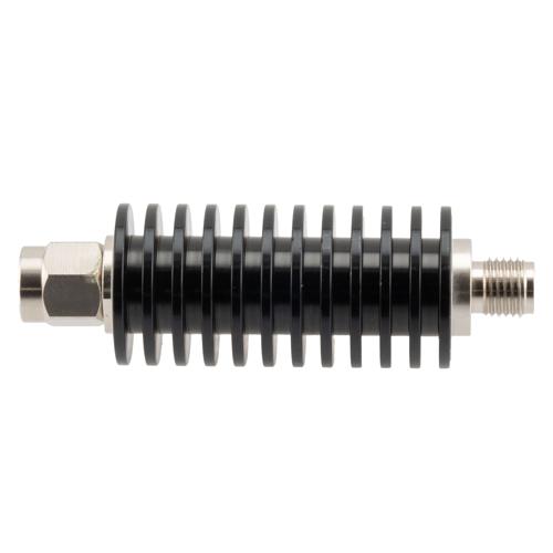 40 dB Fixed Attenuator SMA Male (Plug) to SMA Female (Jack) up to 26.5 GHz Rated to 20 Watts, Black Anodized Aluminum Body, 1.35:1 VSWR FMAT7486-40