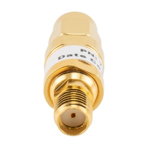 10 dB Fixed Attenuator SMA Male (Plug) to SMA Female (Jack) up to 26.5 GHz Rated to 2 Watts, Brass Gold Plated Body, 1.35:1 VSWR FMAT7487-10