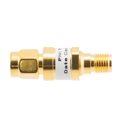1 dB Fixed Attenuator SMA Male (Plug) to SMA Female (Jack) up to 26.5 GHz Rated to 2 Watts, Brass Gold Plated Body, 1.35:1 VSWR FMAT7487-1