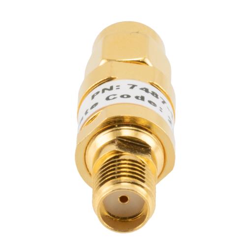1 dB Fixed Attenuator SMA Male (Plug) to SMA Female (Jack) up to 26.5 GHz Rated to 2 Watts, Brass Gold Plated Body, 1.35:1 VSWR FMAT7487-1