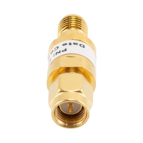 20 dB Fixed Attenuator SMA Male (Plug) to SMA Female (Jack) up to 26.5 GHz Rated to 2 Watts, Brass Gold Plated Body, 1.35:1 VSWR FMAT7487-20