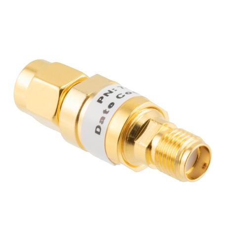 2 dB Fixed Attenuator SMA Male (Plug) to SMA Female (Jack) up to 26.5 GHz Rated to 2 Watts, Brass Gold Plated Body, 1.35:1 VSWR FMAT7487-2