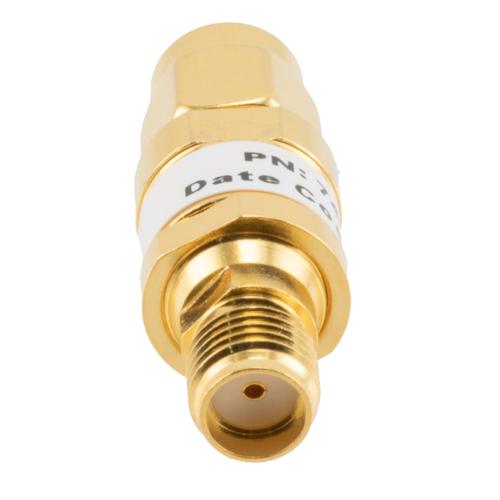 30 dB Fixed Attenuator SMA Male (Plug) to SMA Female (Jack) up to 26.5 GHz Rated to 2 Watts, Brass Gold Plated Body, 1.35:1 VSWR FMAT7487-30