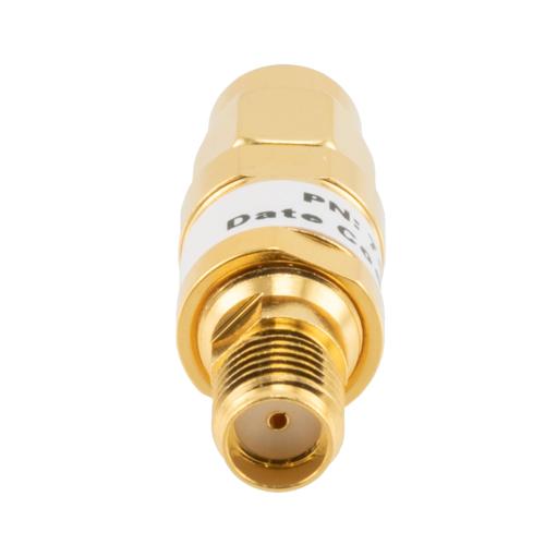 7 dB Fixed Attenuator SMA Male (Plug) to SMA Female (Jack) up to 26.5 GHz Rated to 2 Watts, Brass Gold Plated Body, 1.35:1 VSWR FMAT7487-7