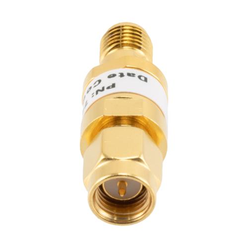 8 dB Fixed Attenuator SMA Male (Plug) to SMA Female (Jack) up to 26.5 GHz Rated to 2 Watts, Brass Gold Plated Body, 1.35:1 VSWR FMAT7487-8