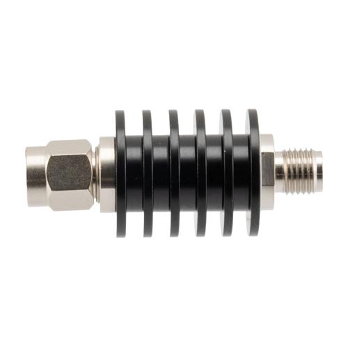 10 dB Fixed Attenuator SMA Male (Plug) to SMA Female (Jack) up to 26.5 GHz Rated to 5 Watts, Black Anodized Aluminum Body, 1.35:1 VSWR FMAT7488-10
