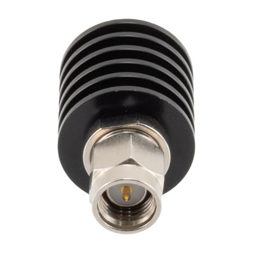 10 dB Fixed Attenuator SMA Male (Plug) to SMA Female (Jack) up to 26.5 GHz Rated to 5 Watts, Black Anodized Aluminum Body, 1.35:1 VSWR FMAT7488-10