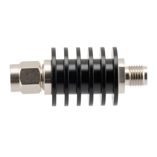 20 dB Fixed Attenuator SMA Male (Plug) to SMA Female (Jack) up to 26.5 GHz Rated to 5 Watts, Black Anodized Aluminum Body, 1.35:1 VSWR FMAT7488-20
