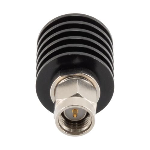 20 dB Fixed Attenuator SMA Male (Plug) to SMA Female (Jack) up to 26.5 GHz Rated to 5 Watts, Black Anodized Aluminum Body, 1.35:1 VSWR FMAT7488-20
