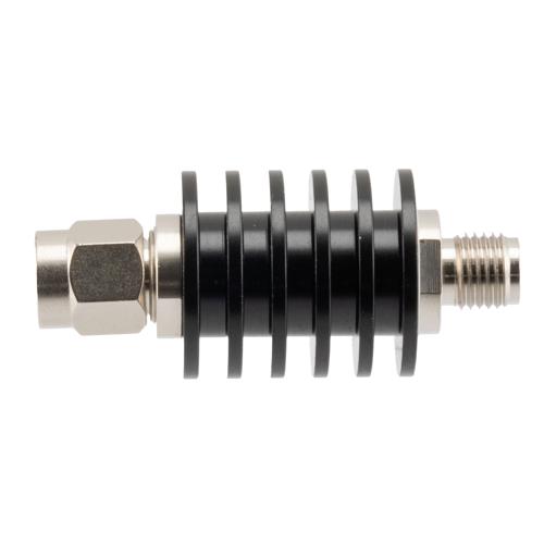 30 dB Fixed Attenuator SMA Male (Plug) to SMA Female (Jack) up to 26.5 GHz Rated to 5 Watts, Black Anodized Aluminum Body, 1.35:1 VSWR FMAT7488-30