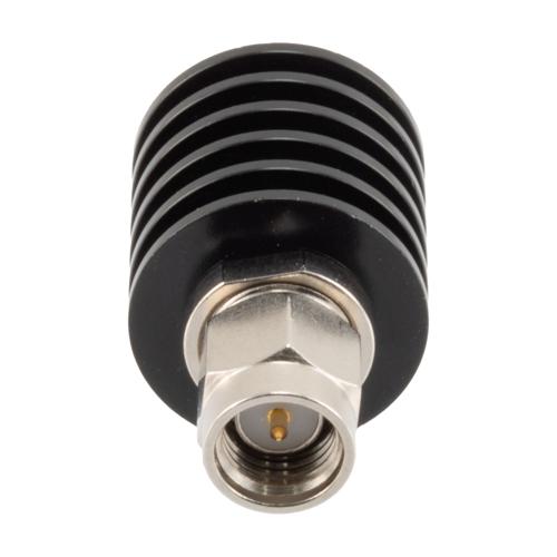 40 dB Fixed Attenuator SMA Male (Plug) to SMA Female (Jack) up to 26.5 GHz Rated to 5 Watts, Black Anodized Aluminum Body, 1.35:1 VSWR FMAT7488-40