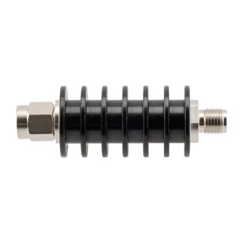 30 dB Fixed Attenuator SMA Male (Plug) to SMA Female (Jack) up to 26.5 GHz Rated to 10 Watts, Black Anodized Aluminum Body, 1.35:1 VSWR FMAT7489-30