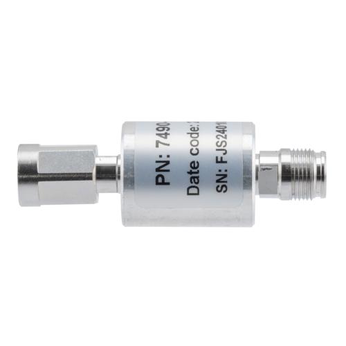 3 dB Fixed Attenuator NEX10 Male (Plug) to NEX10 Female (Jack) Up to 6 GHz Rated to 5 Watts, Aluminum Body, 1.25:1 VSWR FMAT7490-3
