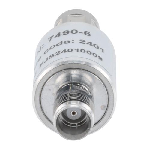 6 dB Fixed Attenuator NEX10 Male (Plug) to NEX10 Female (Jack) Up to 6 GHz Rated to 5 Watts, Aluminum Body, 1.25:1 VSWR FMAT7490-6
