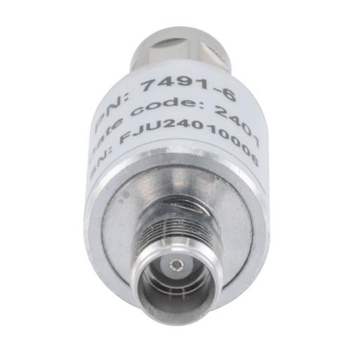 6 dB Fixed Attenuator NEX10 Male (Plug) to NEX10 Female (Jack) Up to 6 GHz Rated to 10 Watts, Aluminum Body, 1.25:1 VSWR FMAT7491-6