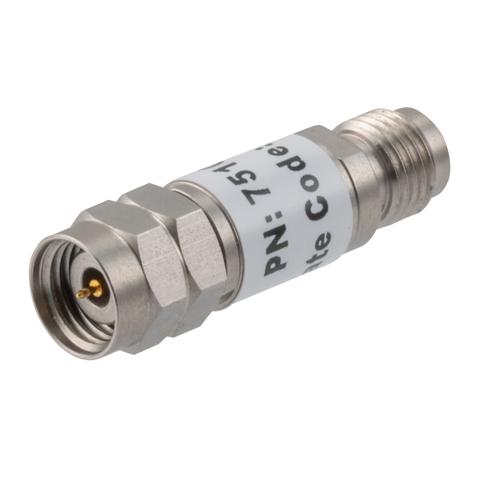 1 dB Fixed Attenuator 2.4mm Male (Plug) to 2.4mm Female (Jack) up to 50 GHz Rated to 2 Watts, Stainless Steel Body, 1.45:1 VSWR FMAT7510-1