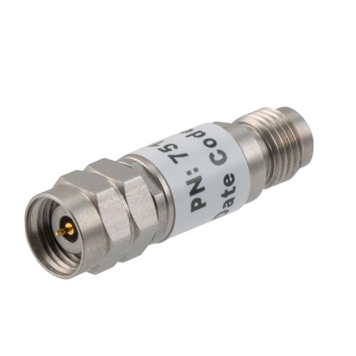 10 dB Fixed Attenuator 2.4mm Male (Plug) to 2.4mm Female (Jack) up to 50 GHz Rated to 2 Watts, Stainless Steel Body, 1.45:1 VSWR FMAT7510-10