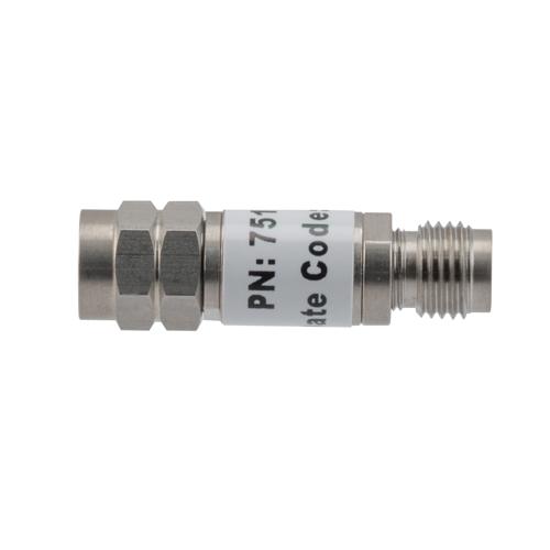 1 dB Fixed Attenuator 2.4mm Male (Plug) to 2.4mm Female (Jack) up to 50 GHz Rated to 2 Watts, Stainless Steel Body, 1.45:1 VSWR FMAT7510-1