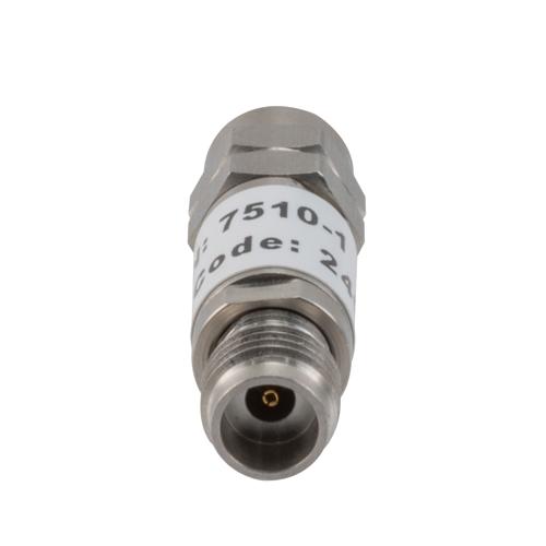 1 dB Fixed Attenuator 2.4mm Male (Plug) to 2.4mm Female (Jack) up to 50 GHz Rated to 2 Watts, Stainless Steel Body, 1.45:1 VSWR FMAT7510-1