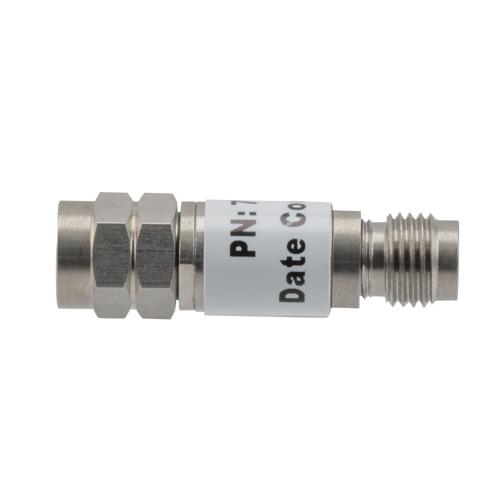 2 dB Fixed Attenuator 2.4mm Male (Plug) to 2.4mm Female (Jack) up to 50 GHz Rated to 2 Watts, Stainless Steel Body, 1.45:1 VSWR FMAT7510-2