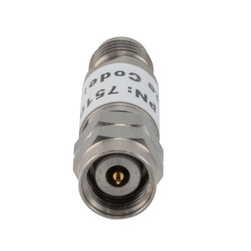 2 dB Fixed Attenuator 2.4mm Male (Plug) to 2.4mm Female (Jack) up to 50 GHz Rated to 2 Watts, Stainless Steel Body, 1.45:1 VSWR FMAT7510-2