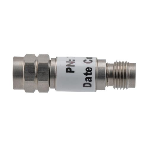6 dB Fixed Attenuator 2.4mm Male (Plug) to 2.4mm Female (Jack) up to 50 GHz Rated to 2 Watts, Stainless Steel Body, 1.45:1 VSWR FMAT7510-6